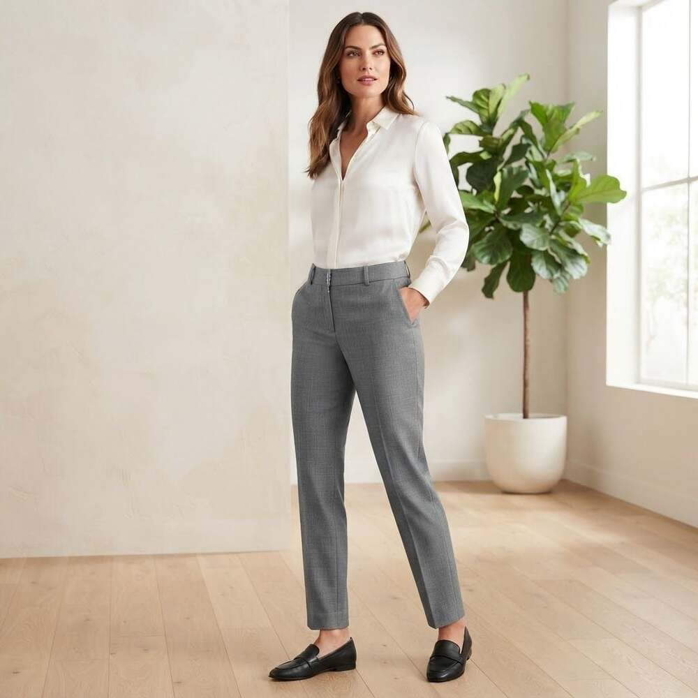 Antonio Melani Gray Wool Blend Tailored Dress Pants Trousers Women's Size 12